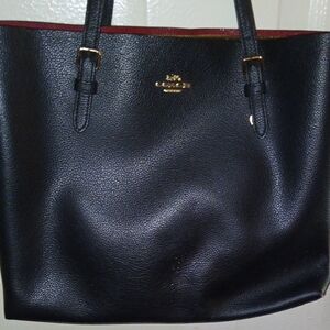 Coach Black and Red Leather Tote